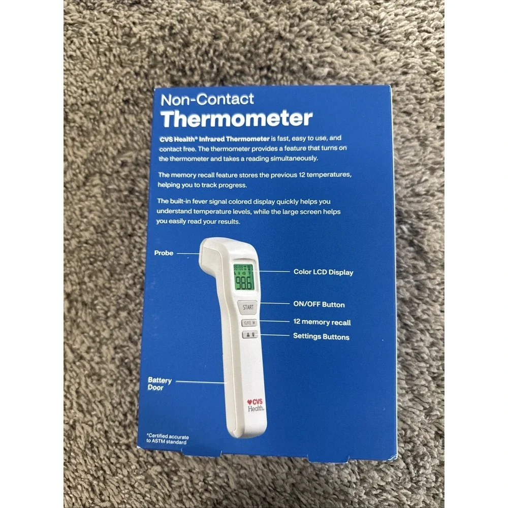 Thermometer Non-Contact CVS Health Sealed in Package Infrared 12 Memory